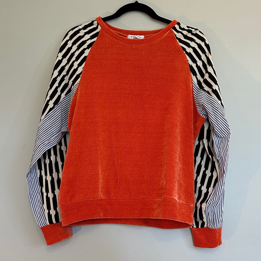 THML Orange Ribbed Knit multi media sweater size XL